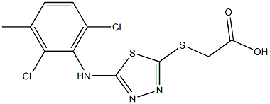 2-({5-[(2,6-dichloro-3-methylphenyl)amino]-1,3,4-thiadiazol-2-yl}sulfanyl)acetic acid 结构式