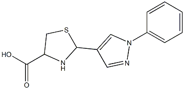 2-(1-phenyl-1H-pyrazol-4-yl)-1,3-thiazolidine-4-carboxylic acid 结构式