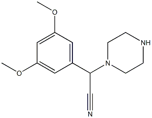 2-(3,5-dimethoxyphenyl)-2-(piperazin-1-yl)acetonitrile 结构式