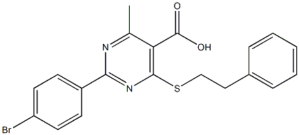 2-(4-bromophenyl)-4-methyl-6-[(2-phenylethyl)thio]pyrimidine-5-carboxylic acid 结构式