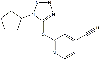 2-[(1-cyclopentyl-1H-1,2,3,4-tetrazol-5-yl)sulfanyl]pyridine-4-carbonitrile 结构式