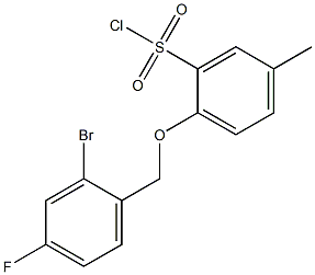 2-[(2-bromo-4-fluorophenyl)methoxy]-5-methylbenzene-1-sulfonyl chloride 结构式