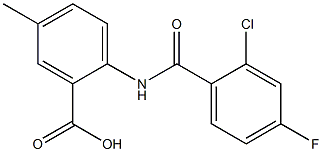 2-[(2-chloro-4-fluorobenzene)amido]-5-methylbenzoic acid 结构式