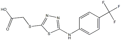 2-[(5-{[4-(trifluoromethyl)phenyl]amino}-1,3,4-thiadiazol-2-yl)sulfanyl]acetic acid 结构式