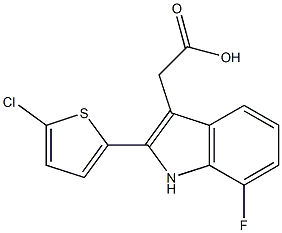 2-[2-(5-chlorothiophen-2-yl)-7-fluoro-1H-indol-3-yl]acetic acid 结构式