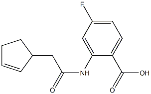 2-[2-(cyclopent-2-en-1-yl)acetamido]-4-fluorobenzoic acid 结构式