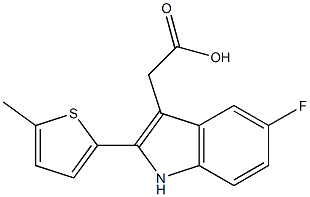 2-[5-fluoro-2-(5-methylthiophen-2-yl)-1H-indol-3-yl]acetic acid 结构式