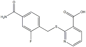 2-{[(4-carbamoyl-2-fluorophenyl)methyl]sulfanyl}pyridine-3-carboxylic acid 结构式