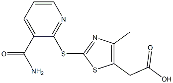 2-{2-[(3-carbamoylpyridin-2-yl)sulfanyl]-4-methyl-1,3-thiazol-5-yl}acetic acid 结构式