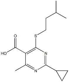 2-cyclopropyl-4-methyl-6-[(3-methylbutyl)thio]pyrimidine-5-carboxylic acid 结构式