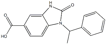 2-oxo-1-(1-phenylethyl)-2,3-dihydro-1H-1,3-benzodiazole-5-carboxylic acid 结构式