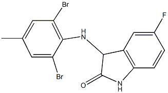 3-[(2,6-dibromo-4-methylphenyl)amino]-5-fluoro-2,3-dihydro-1H-indol-2-one 结构式