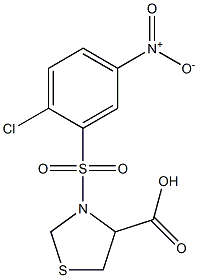 3-[(2-chloro-5-nitrobenzene)sulfonyl]-1,3-thiazolidine-4-carboxylic acid 结构式