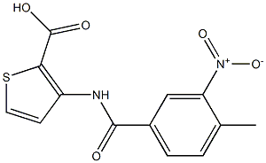 3-[(4-methyl-3-nitrobenzene)amido]thiophene-2-carboxylic acid 结构式