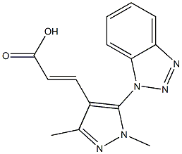 3-[5-(1H-1,2,3-benzotriazol-1-yl)-1,3-dimethyl-1H-pyrazol-4-yl]prop-2-enoic acid 结构式