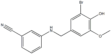 3-{[(3-bromo-4-hydroxy-5-methoxyphenyl)methyl]amino}benzonitrile 结构式