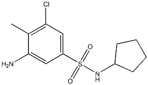 3-amino-5-chloro-N-cyclopentyl-4-methylbenzene-1-sulfonamide 结构式