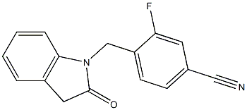 3-fluoro-4-[(2-oxo-2,3-dihydro-1H-indol-1-yl)methyl]benzonitrile 结构式