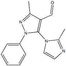 3-methyl-5-(2-methyl-1H-imidazol-1-yl)-1-phenyl-1H-pyrazole-4-carbaldehyde 结构式