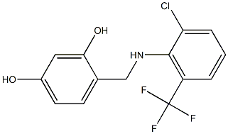 4-({[2-chloro-6-(trifluoromethyl)phenyl]amino}methyl)benzene-1,3-diol 结构式