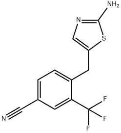 4-[(2-amino-1,3-thiazol-5-yl)methyl]-3-(trifluoromethyl)benzonitrile 结构式