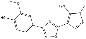 4-[5-(5-amino-1-methyl-1H-pyrazol-4-yl)-1,2,4-oxadiazol-3-yl]-2-methoxyphenol 结构式