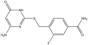 4-{[(4-amino-6-oxo-1,6-dihydropyrimidin-2-yl)sulfanyl]methyl}-3-fluorobenzamide 结构式