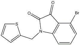 4-bromo-1-(thiophen-2-ylmethyl)-2,3-dihydro-1H-indole-2,3-dione 结构式