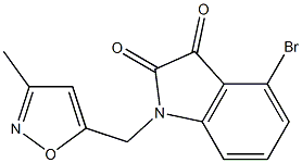 4-bromo-1-[(3-methyl-1,2-oxazol-5-yl)methyl]-2,3-dihydro-1H-indole-2,3-dione 结构式