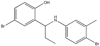 4-bromo-2-{1-[(4-bromo-3-methylphenyl)amino]propyl}phenol 结构式