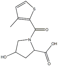 4-hydroxy-1-[(3-methylthien-2-yl)carbonyl]pyrrolidine-2-carboxylic acid 结构式