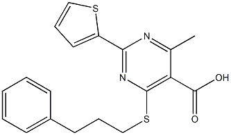 4-methyl-6-[(3-phenylpropyl)thio]-2-thien-2-ylpyrimidine-5-carboxylic acid 结构式