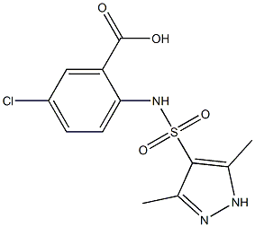 5-chloro-2-[(3,5-dimethyl-1H-pyrazole-4-)sulfonamido]benzoic acid 结构式