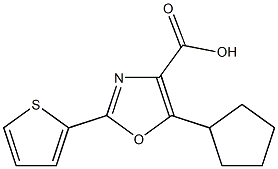 5-cyclopentyl-2-(thiophen-2-yl)-1,3-oxazole-4-carboxylic acid 结构式