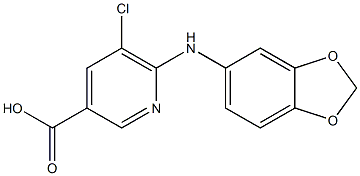 6-(2H-1,3-benzodioxol-5-ylamino)-5-chloropyridine-3-carboxylic acid 结构式