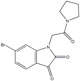 6-bromo-1-[2-oxo-2-(pyrrolidin-1-yl)ethyl]-2,3-dihydro-1H-indole-2,3-dione 结构式