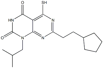 7-(2-cyclopentylethyl)-1-isobutyl-5-mercaptopyrimido[4,5-d]pyrimidine-2,4(1H,3H)-dione 结构式