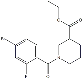 ethyl 1-[(4-bromo-2-fluorophenyl)carbonyl]piperidine-3-carboxylate 结构式