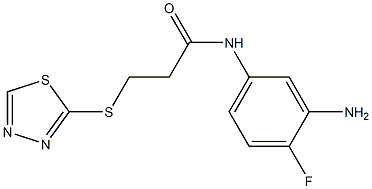 N-(3-amino-4-fluorophenyl)-3-(1,3,4-thiadiazol-2-ylsulfanyl)propanamide 结构式