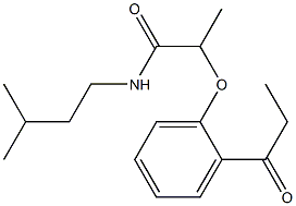 N-(3-methylbutyl)-2-(2-propanoylphenoxy)propanamide 结构式