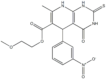 2-methoxyethyl 5-{3-nitrophenyl}-7-methyl-4-oxo-2-thioxo-1,2,3,4,5,8-hexahydropyrido[2,3-d]pyrimidine-6-carboxylate 结构式