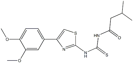 N-[4-(3,4-dimethoxyphenyl)-1,3-thiazol-2-yl]-N'-(3-methylbutanoyl)thiourea 结构式