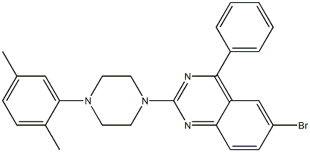 6-bromo-2-[4-(2,5-dimethylphenyl)-1-piperazinyl]-4-phenylquinazoline 结构式