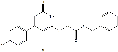 benzyl {[3-cyano-4-(4-fluorophenyl)-6-oxo-1,4,5,6-tetrahydro-2-pyridinyl]sulfanyl}acetate 结构式