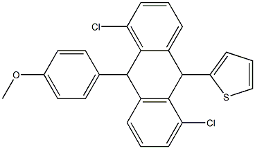 4-[1,5-dichloro-10-(2-thienyl)-9,10-dihydro-9-anthracenyl]phenyl methyl ether 结构式