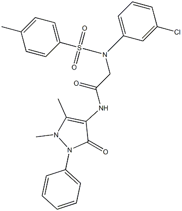 2-{(3-chlorophenyl)[(4-methylphenyl)sulfonyl]amino}-N-(1,5-dimethyl-3-oxo-2-phenyl-2,3-dihydro-1H-pyrazol-4-yl)acetamide 结构式