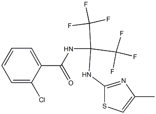 2-chloro-N-[2,2,2-trifluoro-1-[(4-methyl-1,3-thiazol-2-yl)amino]-1-(trifluoromethyl)ethyl]benzamide 结构式