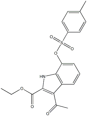 ethyl 3-acetyl-7-{[(4-methylphenyl)sulfonyl]oxy}-1H-indole-2-carboxylate 结构式