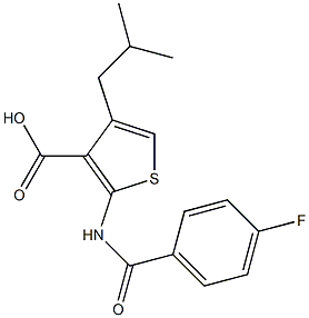 2-[(4-fluorobenzoyl)amino]-4-isobutyl-3-thiophenecarboxylic acid 结构式