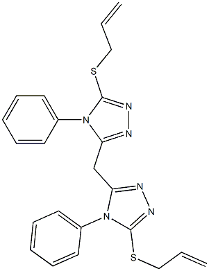 3-(allylsulfanyl)-5-{[5-(allylsulfanyl)-4-phenyl-4H-1,2,4-triazol-3-yl]methyl}-4-phenyl-4H-1,2,4-triazole 结构式